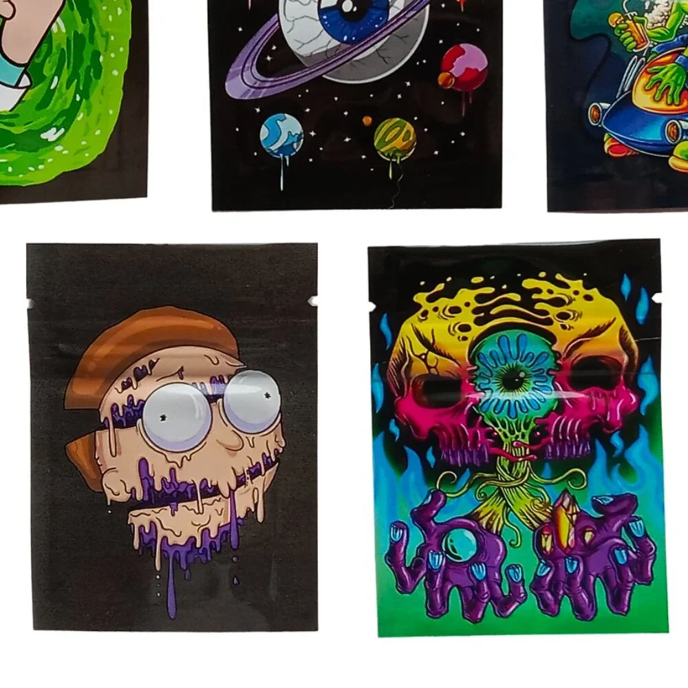 5 Trippy Mylar Bags, Herbal Psychedelic Zip Lock Printed Pouches, Space, Alien.. - Picture 11 of 16